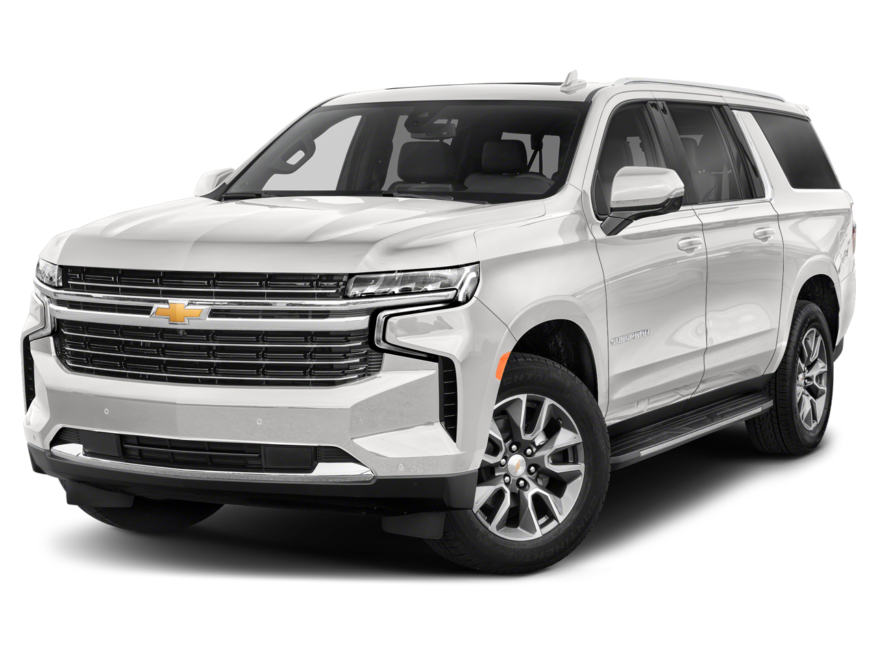 2021 Chevrolet Suburban LT in Summit White — front three-quarter view