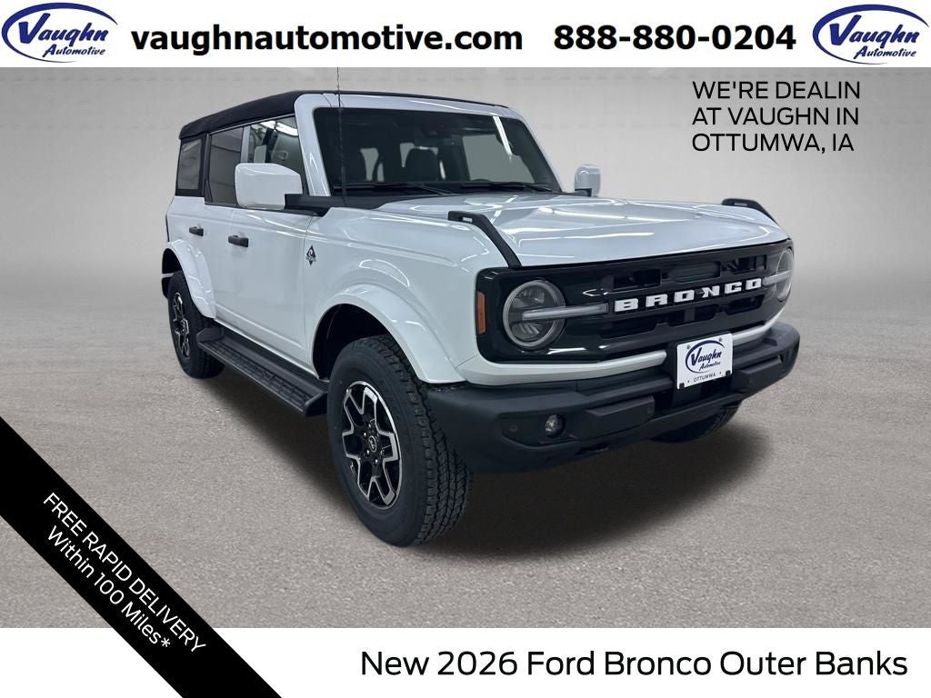 2026 Ford Bronco Outer Banks in Oxford White — front three-quarter view
