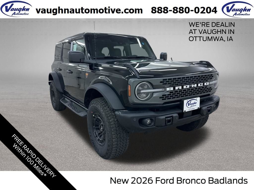 2026 Ford Bronco Badlands in Shadow Black — front three-quarter view