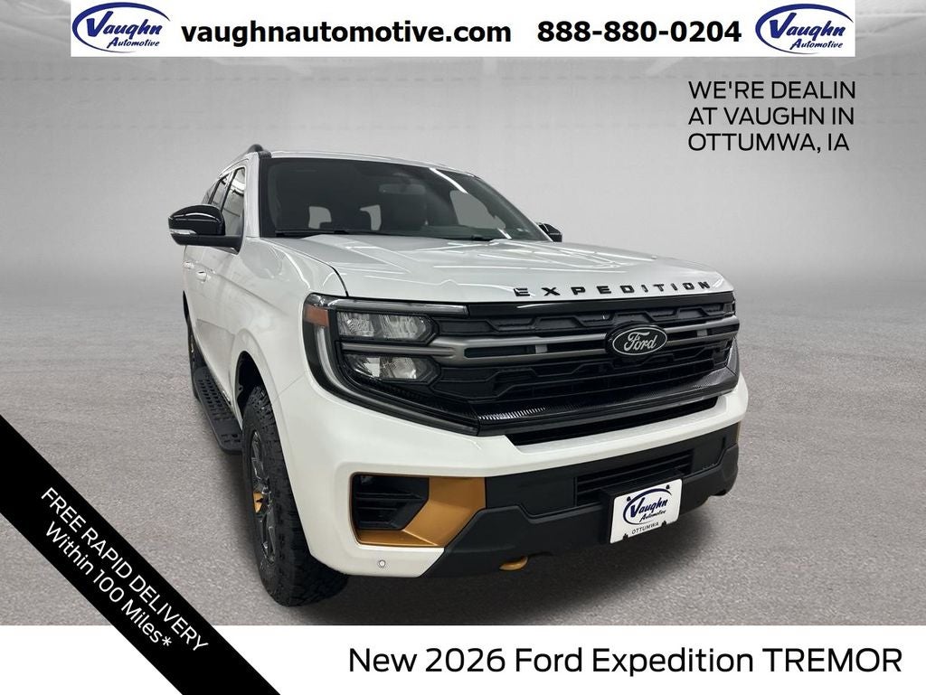 2026 Ford Expedition Tremor in White Metallic — front three-quarter view