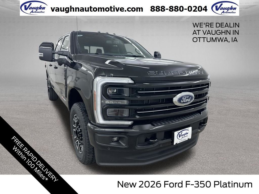 2026 Ford F-350SD Platinum in Black — front three-quarter view