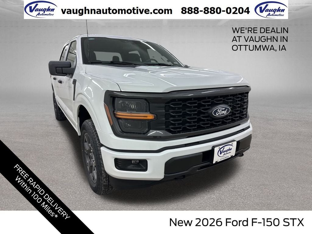 2026 Ford F-150 STX in Oxford White — front three-quarter view
