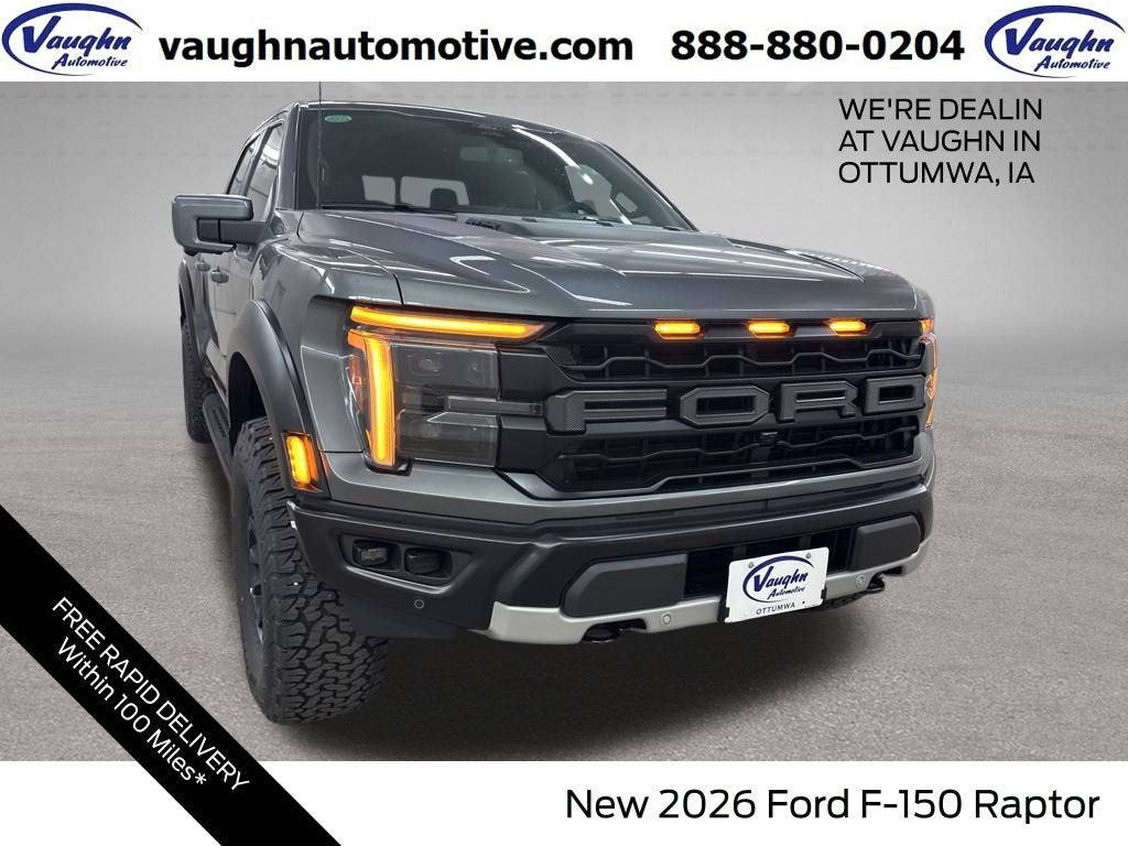 2026 Ford F-150 Raptor in Gray Metallic — front three-quarter view
