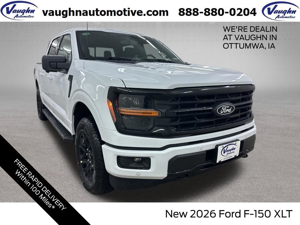 2026 Ford F-150 XLT in Oxford White — front three-quarter view