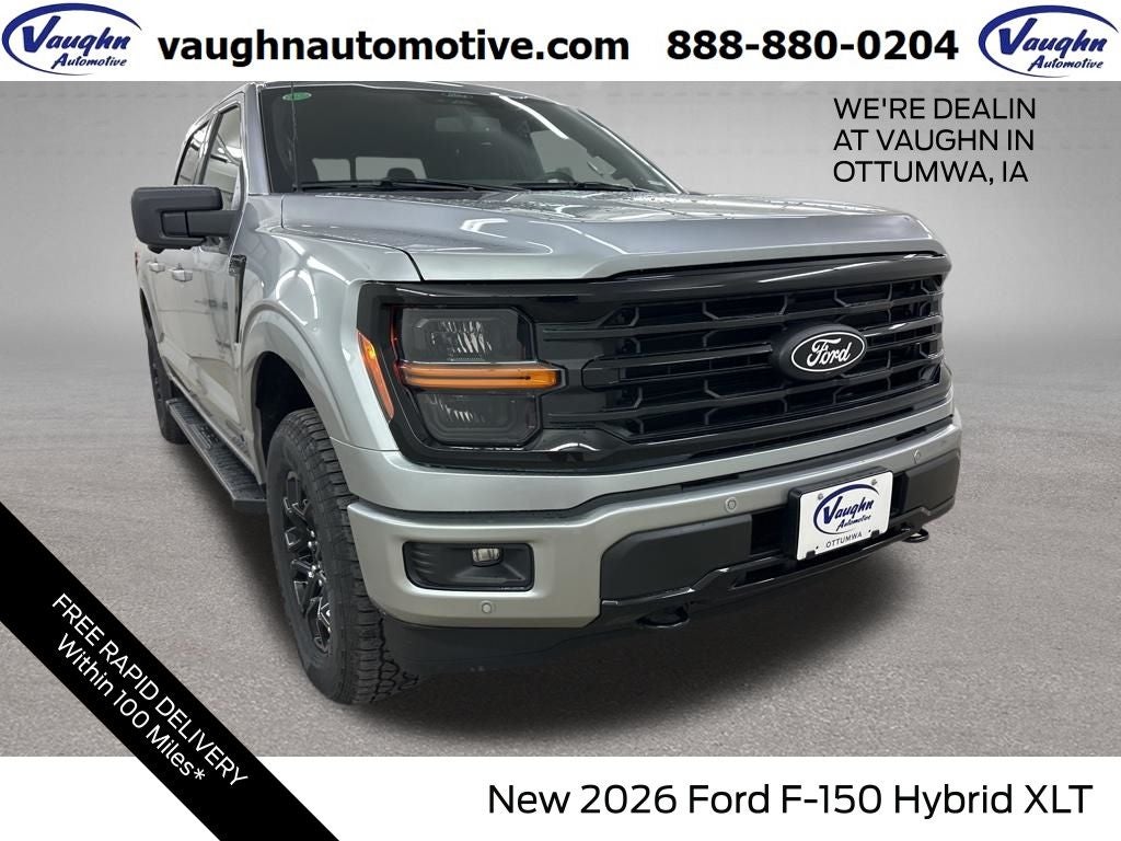 2026 Ford F-150 XLT in Iconic Silver Metallic — front three-quarter view