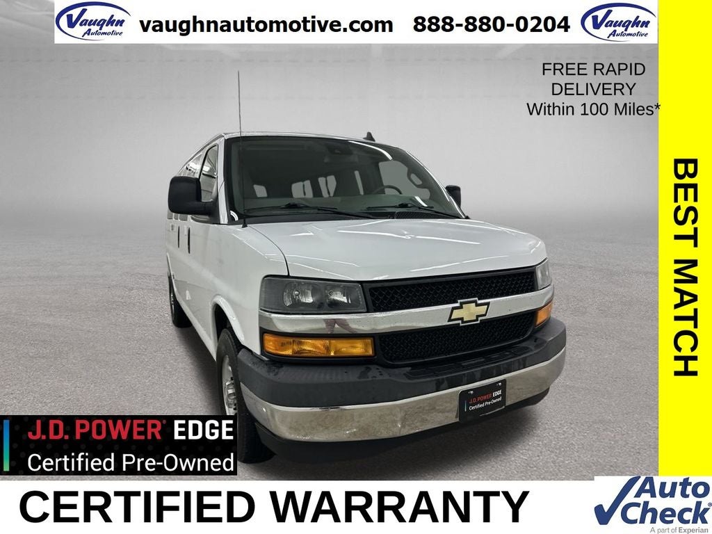 2019 Chevrolet Express 3500 LT Passenger in Summit White — front three-quarter view