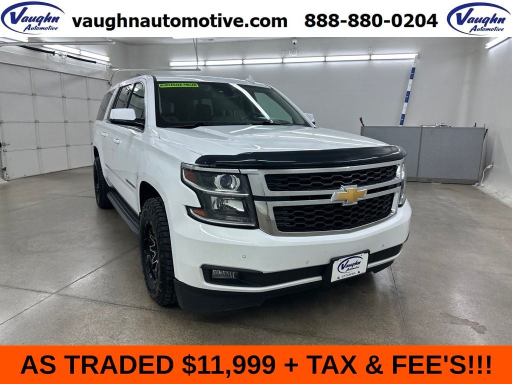 2017 Chevrolet Suburban LT in Summit White — front three-quarter view