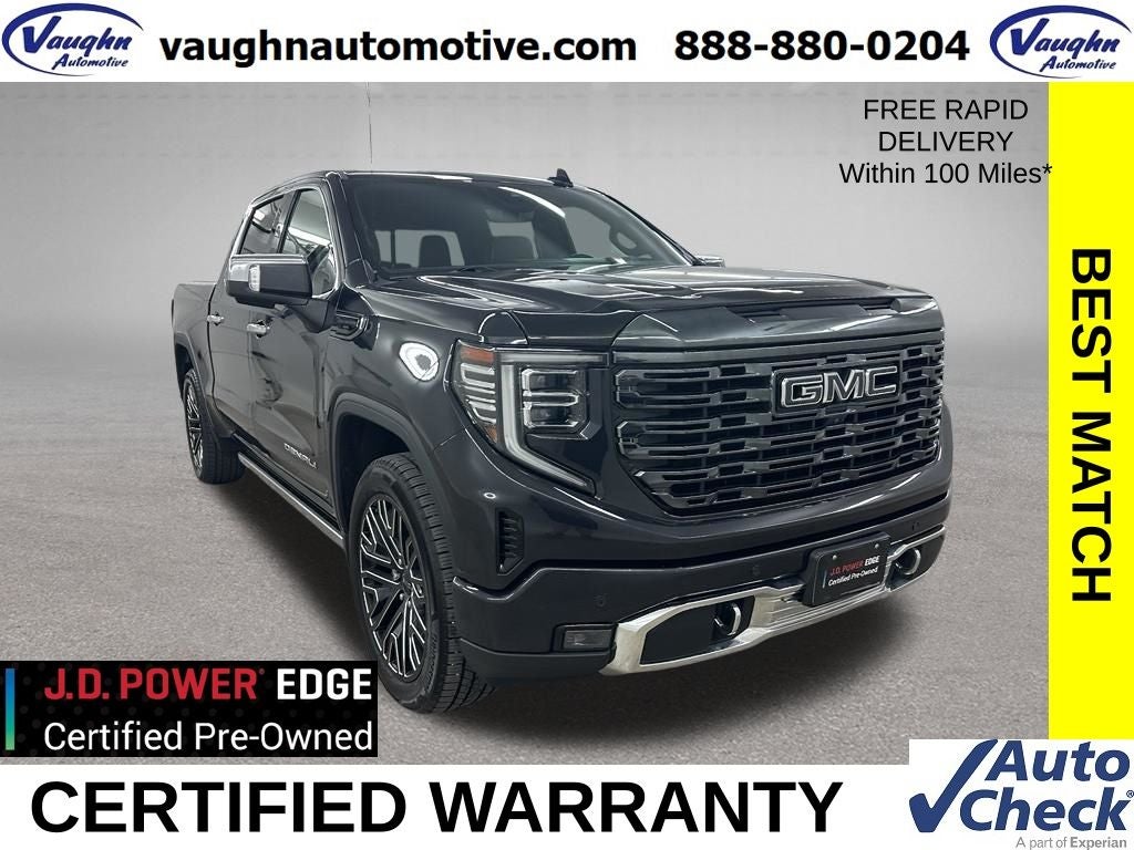 2022 GMC Sierra 1500 Denali Ultimate in Titanium Rush Metallic — front three-quarter view