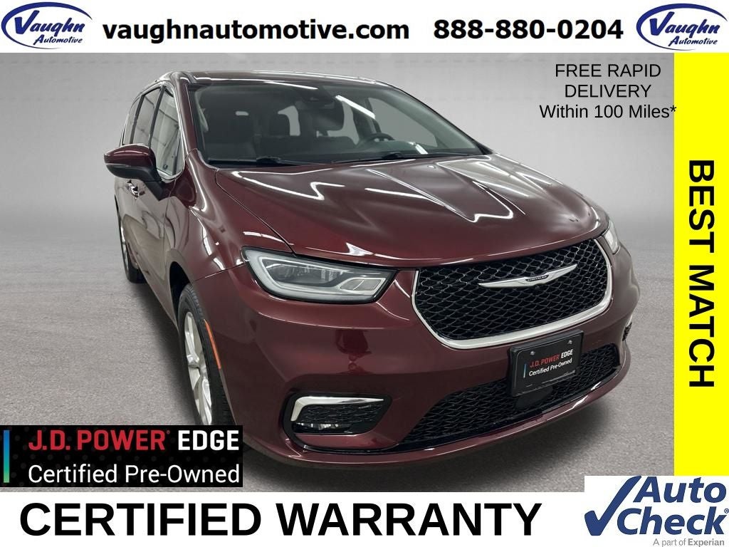2023 Chrysler Pacifica Touring L in Velvet Red Pearlcoat — front three-quarter view