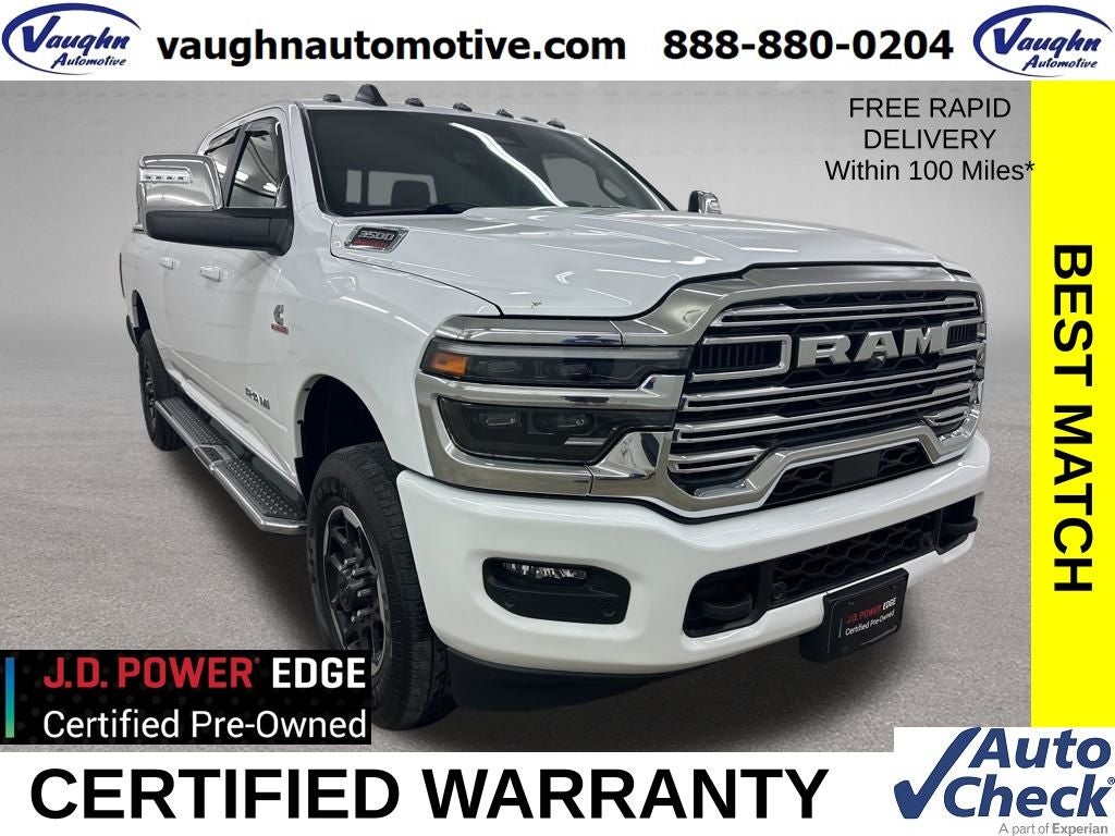 2025 RAM 3500 Laramie in Bright White Clearcoat — front three-quarter view
