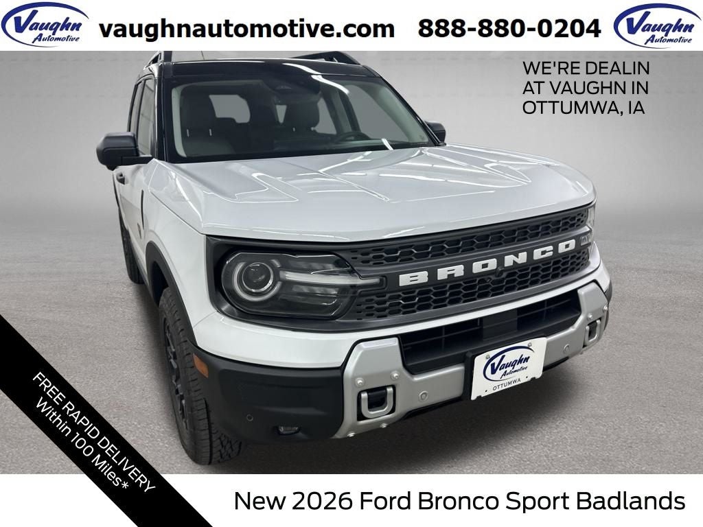 2026 Ford Bronco Sport Badlands in White — front three-quarter view