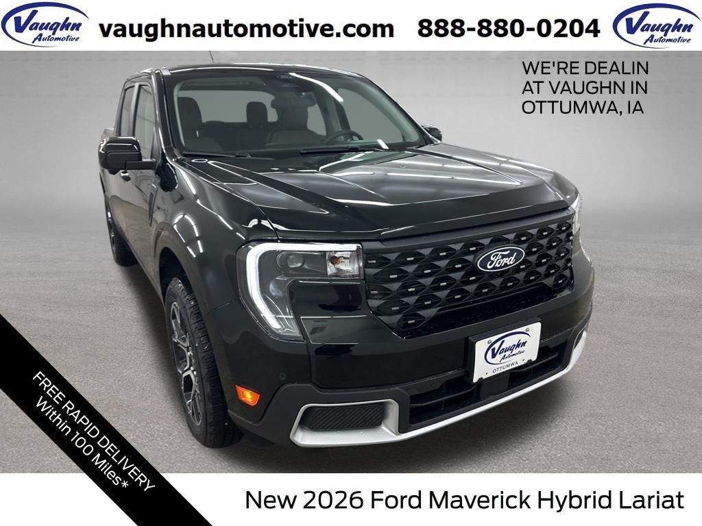 2026 Ford Maverick Lariat in Shadow Black — front three-quarter view